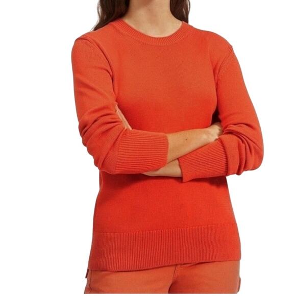 Everlane Women's Soft Cotton Crew Neck Sweater Burnt Orange  XS Classic Staple - Picture 1 of 8